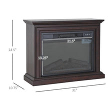 Load image into Gallery viewer, 31 inch Dark Brown Electric Fireplace Heater Dimmable Flame Effect and Mantel w/ Remote Control