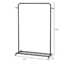 Load image into Gallery viewer, Black Modern Garment Rack Clothes Hanging Rod with Lockable Wheels
