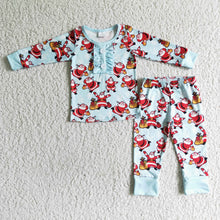 Load image into Gallery viewer, Santa print long sleeve baby girls Christmas pajamas