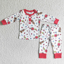 Load image into Gallery viewer, Green face print long sleeve boy Christmas pajamas