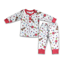 Load image into Gallery viewer, Green face print long sleeve boy Christmas pajamas