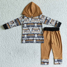Load image into Gallery viewer, Skull cow aztec boy hoodie western set