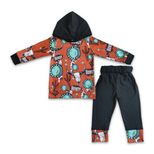 Load image into Gallery viewer, Turquoise howdy boy western hoodie set