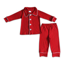 Load image into Gallery viewer, Red solid cotton sleepwear boy Christmas pajamas