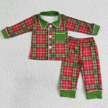Load image into Gallery viewer, Red and green plaid sleepwear boy Christmas pajamas