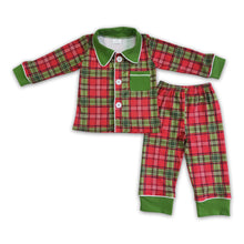 Load image into Gallery viewer, Red and green plaid sleepwear boy Christmas pajamas