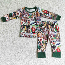 Load image into Gallery viewer, Green man naughty and nice shelf boy Christmas pajamas
