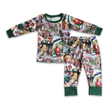 Load image into Gallery viewer, Green man naughty and nice shelf boy Christmas pajamas