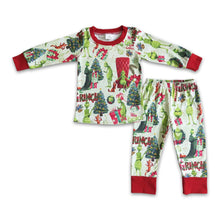 Load image into Gallery viewer, Green face long sleeve baby boy Christmas pajamas