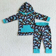 Load image into Gallery viewer, Dinosaur outer space boy fall hoodie set