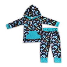Load image into Gallery viewer, Dinosaur outer space boy fall hoodie set