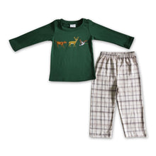 Load image into Gallery viewer, Dog deer duck embroidery shirt pants kids boy sibling Christmas clothes