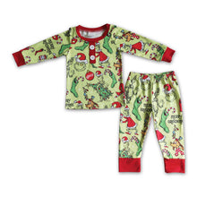 Load image into Gallery viewer, Green face merry Christmas kids boy pajamas