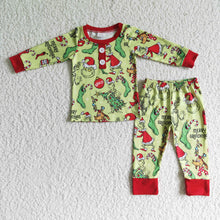 Load image into Gallery viewer, Green face merry Christmas kids boy pajamas