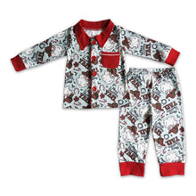 Load image into Gallery viewer, Merry Christmas y'all santa boots kids boy western pajamas