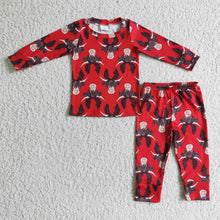 Load image into Gallery viewer, Highland cow red kids boy Christmas pajamas