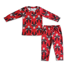 Load image into Gallery viewer, Highland cow red kids boy Christmas pajamas