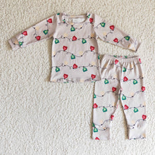 Load image into Gallery viewer, Christmas light print kids boy pajamas set