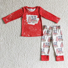 Load image into Gallery viewer, 'Tis the season shirt pants red boy Christmas clothing set