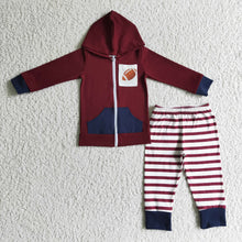 Load image into Gallery viewer, Football zip hoodie jacket stripe pants boy clothing set