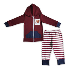 Load image into Gallery viewer, Football zip hoodie jacket stripe pants boy clothing set