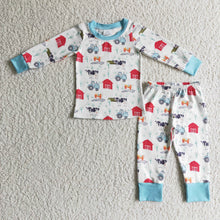 Load image into Gallery viewer, Cow farm print long sleeves boy pajamas