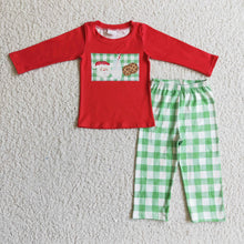 Load image into Gallery viewer, Santa milk cookie shirt plaid pants boy Christmas clothes