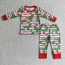 Load image into Gallery viewer, Dinosaur stripe kids boy Christmas pajamas