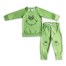 Load image into Gallery viewer, Green face shirt match pants kids Christmas clothes