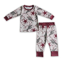 Load image into Gallery viewer, Cactus Christmas lights stars kids boy western Christmas pajamas