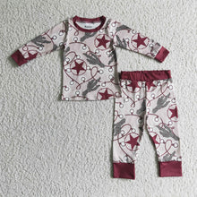 Load image into Gallery viewer, Cactus Christmas lights stars kids boy western Christmas pajamas