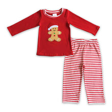 Load image into Gallery viewer, Gingerbread embroidery kids boy Christmas outfits