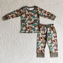 Load image into Gallery viewer, Camo tank print long sleeves kids boy pajamas