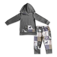 Load image into Gallery viewer, Deer duck camo patchwork kids boy hunting hoodie set