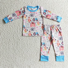 Load image into Gallery viewer, Cow horse pig chicken kids boy farm pajamas