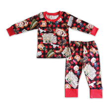 Load image into Gallery viewer, Black red plaid kids boy Christmas pajamas