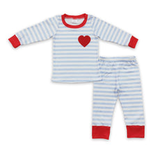 Load image into Gallery viewer, Red heart embroidery baby kids valentine's pajamas