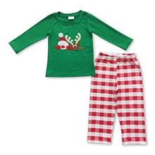 Load image into Gallery viewer, Deer top plaid pants boy Christmas clothes