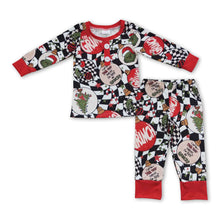 Load image into Gallery viewer, Green face jingle bell kids boy Christmas pajamas