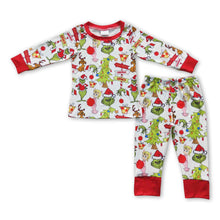 Load image into Gallery viewer, Green face long sleeves gifts kids boy Christmas pajamas