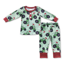 Load image into Gallery viewer, Tractor Christmas hat kids boy pajamas
