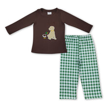 Load image into Gallery viewer, Duck dog brown top plaid pants boy clothing
