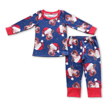 Load image into Gallery viewer, Red Christmas hat highland cow kids boy pajamas