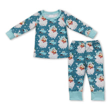 Load image into Gallery viewer, Light blue santa truck baby kids Christmas pajamas