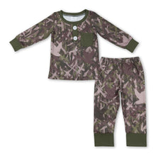 Load image into Gallery viewer, Olive browm duck pocket long sleeves boy pajamas