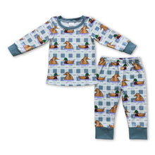 Load image into Gallery viewer, Plaid duck long sleeves kids boy pajamas
