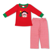 Load image into Gallery viewer, Dog Christmas tree house kids boy stripe outfits