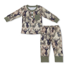 Load image into Gallery viewer, Deer pocket long sleeves kids boy pajamas