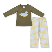 Load image into Gallery viewer, Long sleeves duck top plaid boy clothing set