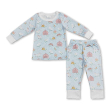Load image into Gallery viewer, Light blue horse cow sheep chicken kids boyo farm pajamas